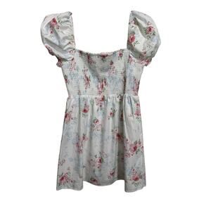 Miss Selfridge ASOS Poplin Shirred Square Neck Floral Dress M smocked